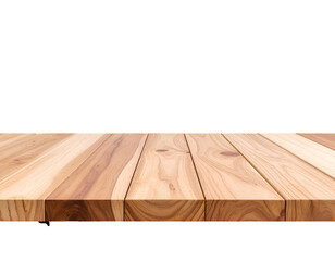 Empty Wooden Tablefront with Visible Wood Grain, Isolated on Transparent Background