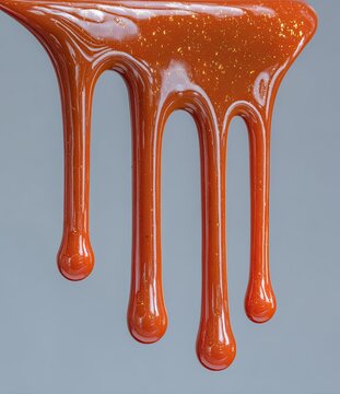 Dripping Golden Caramel in High Detail Macro