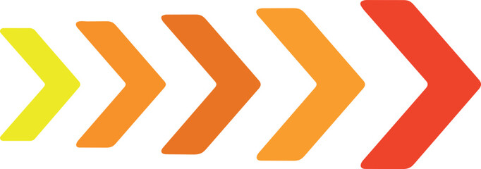 Dynamic chevron arrow colorful vector icon illustration representing motion, navigation, and directional flow for UI, infographic, and creative graphic design projects