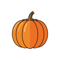 Stylized orange pumpkin vector icon. A simple flat design illustration of a fall harvest vegetable, perfect for Halloween or Thanksgiving themes, isolated on a white background.