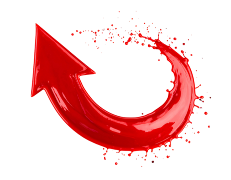 Glossy Red Sauce Splash in Arrow Shape – PNG Cutout.