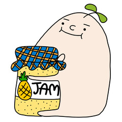 illustration of a bottle of pineapple jam cartoon