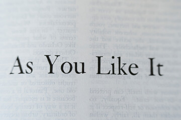Title page for Shakespeare's play As You Like It