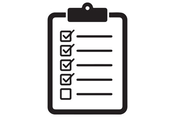 Checklist clipboard silhouette icon for task management and planning isolated on white background

