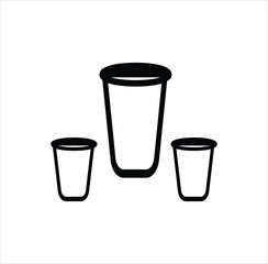 A professional and modern bold outline icon featuring three empty cups of varying sizes.This high-quality vector graphic is fully scalable and editable, making it a versatile asset for any design.