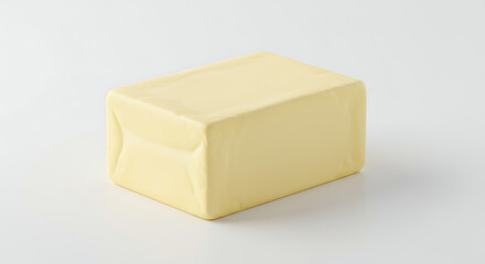 Fototapeta premium Single butter block isolated on white background for cooking design.