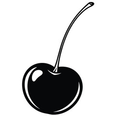 Obraz premium Monochrome Cherry Illustration on White Background Simple Freshness