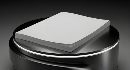 Stack of papers on a metal surface, mockup
