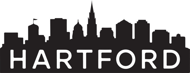 Hartford skyline silhouette cityscape vector black on white