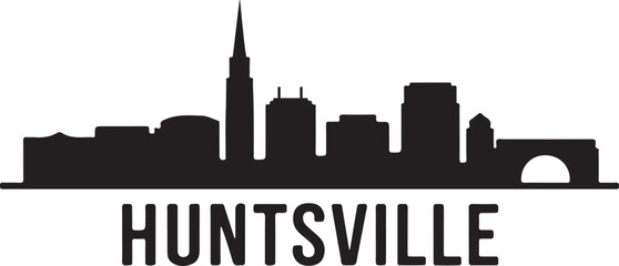 Fototapeta premium Huntsville skyline horizontal banner Alabama cityscape vector black on white