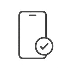 Minimalist Smartphone with Verification Checkmark Icon – Mobile Approval Line Vector