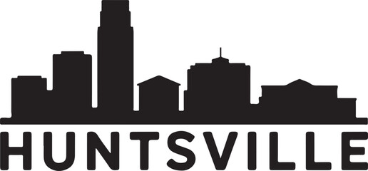 Fototapeta premium Huntsville skyline horizontal banner Alabama cityscape vector black on white