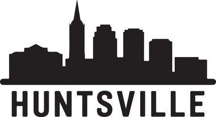 Obraz premium Huntsville skyline horizontal banner Alabama cityscape vector black on white