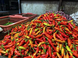 Close-up red hot chili peppers