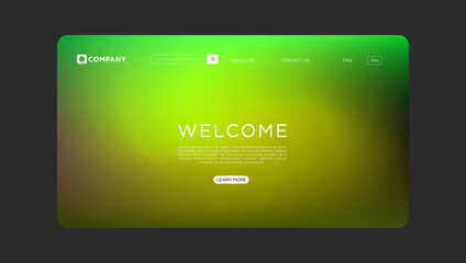 Modern website landing page with vibrant green gradient welcome message for your business
