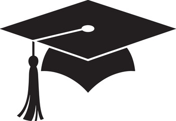 Graduation Cap Silhouette Academic Achievement Symbol Education Success Isolated on Transparent