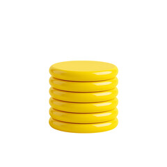Stack of yellow frisbees isolated on transparent background