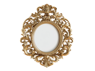 Ornate golden Baroque mirror with intricate carved acanthus leaf and scroll details.