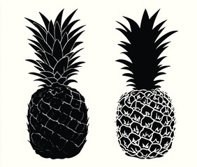 Obraz premium Elegant black and white pineapple illustration showcasing intricate details and artistic design for posters prints and graphic design projects tropical fruit theme creative concept