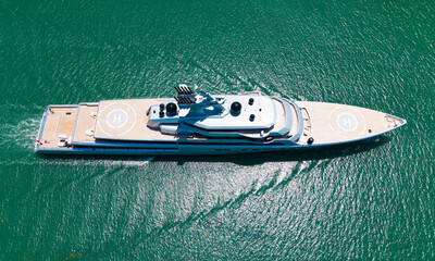 Summertime motorboat tour. Luxury motor boat yacht. Yacht go to marina. Boating and yachting....