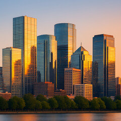 Fototapeta premium Modern Cityscape at Golden Hour.