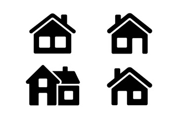 Fototapeta premium House icons illustration in black and white for web design and application interface elements