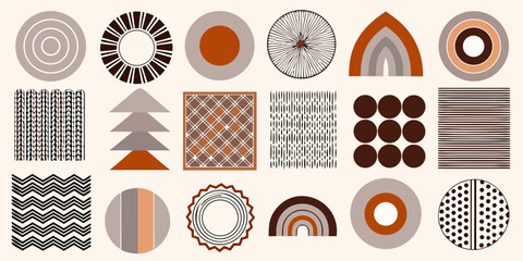 Abstract geometric shapes and patterns in earth tones