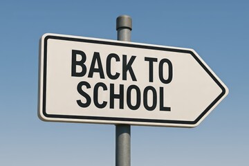 Back to school road sign with clear sky backdrop &ndash; perfect for academic season campaigns, education season ads, first day of school, summer school vacation