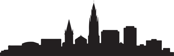 Obraz premium New Haven skyline horizontal banner. New Haven, Connecticut. Vector template for your design. Vector black silhouette. with white background (3)