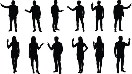 Silhouettes of Women with Different Hairstyles, Bun, Long Hair, Profile, Black