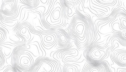 Abstract Line Art Map Pattern Featuring Rhythmic Terrain Elevation Rings On White Background