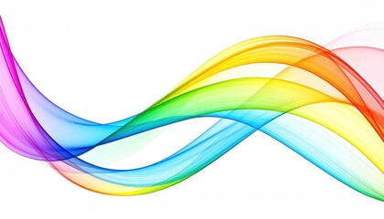 Abstract Colorful Wavy Lines with Gradient Effect against White Background