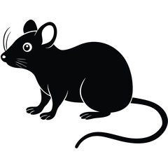 A fun black and white cartoon mouse with cheese illustration