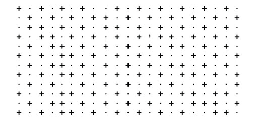Vector art of seamless pattern with black crosses isolated on white background, creating a simple and modern design with geometric shapes, perfect for backgrounds, wallpapers, and decorative elements 