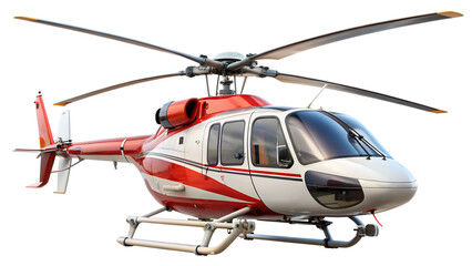 Helicopter isolated on transparent background, a rotorcraft with rotating blades, used for air travel and transportation