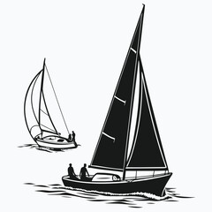 Sailing regatta scene silhouette