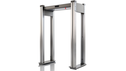 Metal detector scanner used for security check at airports isolated on transparent background