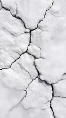 Cracked dry earth texture with white surface and black fissures