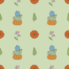 Seamless pattern with pumpkins