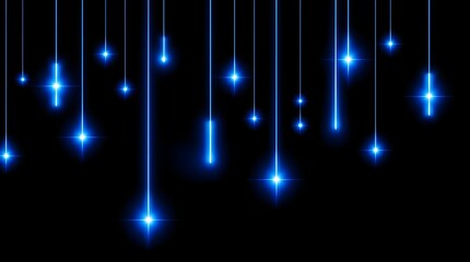 Blue Glowing Lines and Stars Abstract Background Particle Bokeh Effects