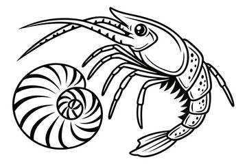 Fototapeta premium Stylized Black and White Shrimp Illustration.