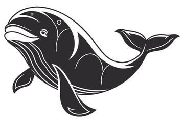 Fototapeta premium Stylized Black and White Whale Illustration.