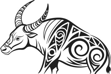 Fototapeta premium Tribal Tattoo Style Bull with Intricate Patterns.