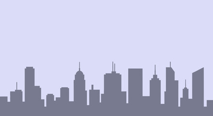 Detailed silhouette of a modern city skyline against a plain pastel background