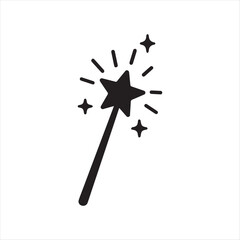 Enchanting Magic Wand Illustration with Sparkling Stars A Whimsical Design for Fantasy and Wonder