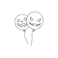 Spooky Halloween Balloons Featuring Classic Jack O Lantern and a Sinister Monster Face Creating a Festive Atmosphere