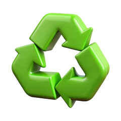 Obraz premium 3d green recycling symbol isolated on transparent background