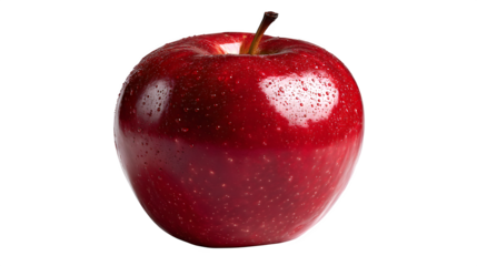 Juicy red apple glistening with refreshing water droplets, a perfect symbol of natural freshness and healthy eating for vibrant lifestyle content.