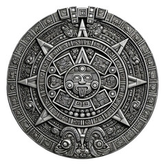 Intricate Aztec Calendar Design on Transparent Background for Stock Use