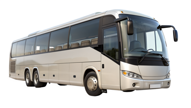 Modern bus isolated on transparent background, a comfortable and convenient mode of transportation for long distance travel